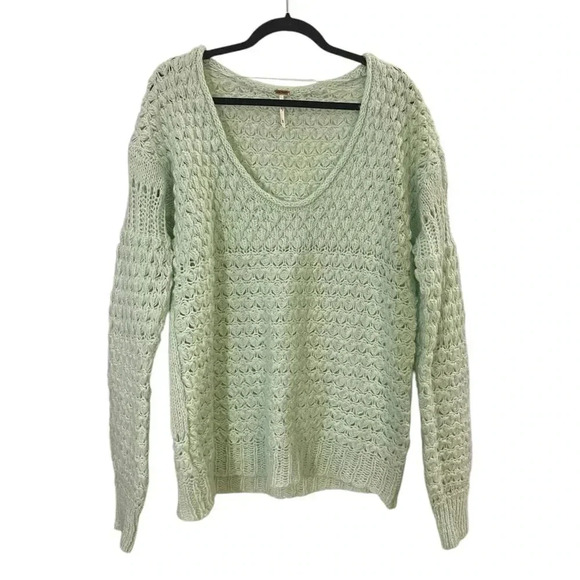 Free People Crashing Waves wool blend sweater ocean mist green medium - Picture 2 of 10